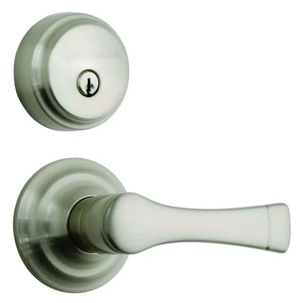 Brinks Harper Single Cylinder Satin Nickel Passage Lever with Deadbolt