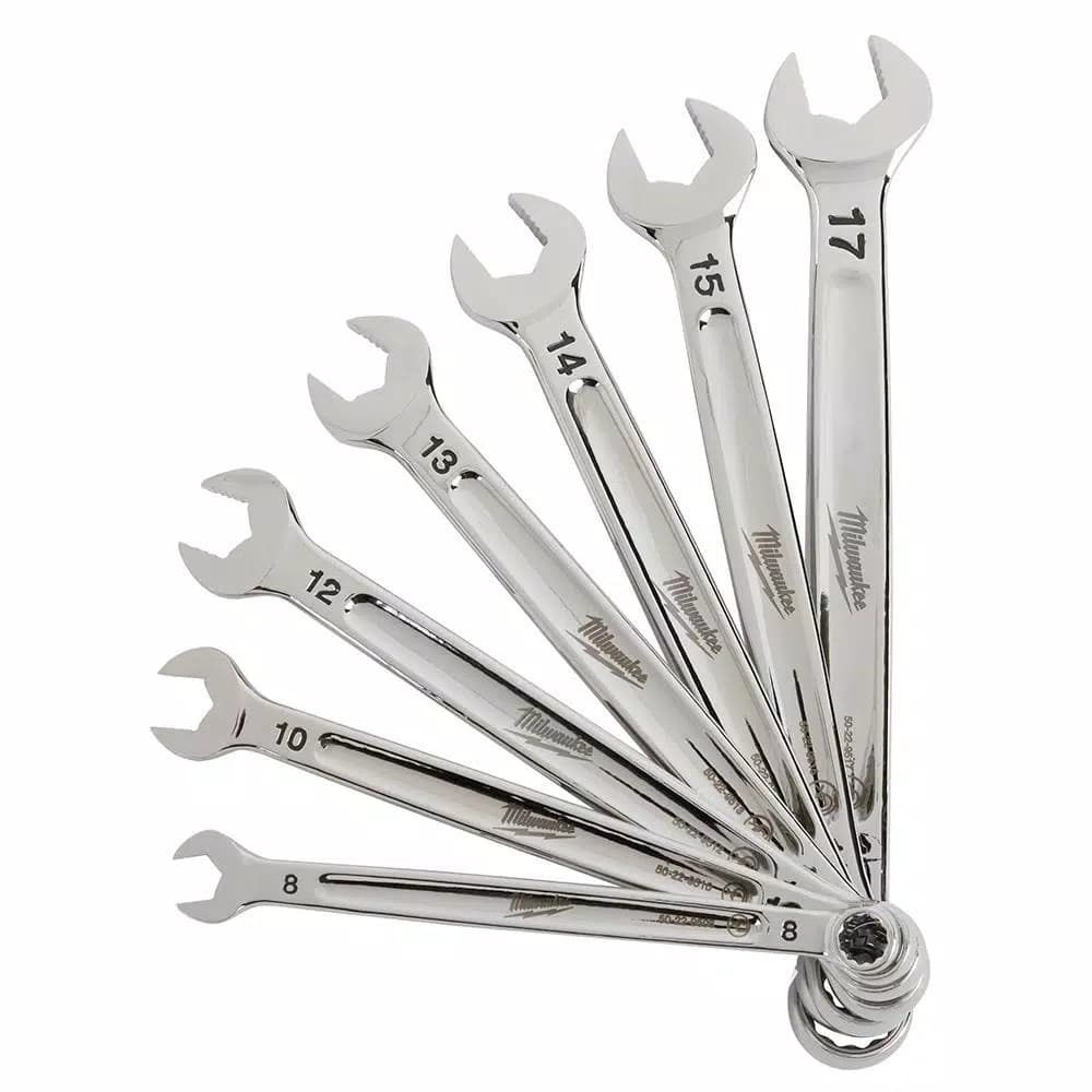 Milwaukee 7-Piece Metric Combination Wrench Set with MAX BITE Open-End Grip