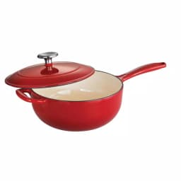 Tramontina Gourmet 3 Qt. Enameled Cast Iron Saucier with Lid, Gradated Red thumbnail 1