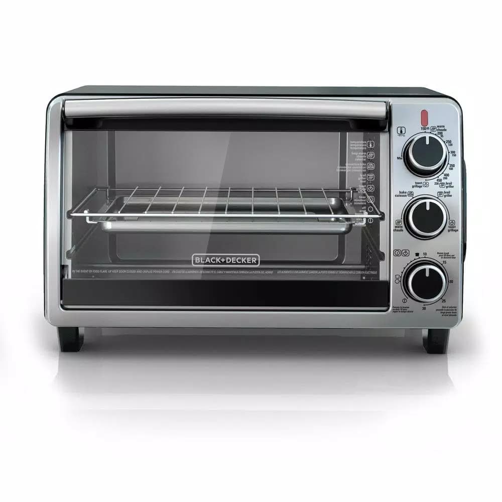 BLACK+DECKER 6-Slice Convection Toaster Oven with Bake, Broil, Toast, and Keep Warm Functions - Black/Stainless Steel