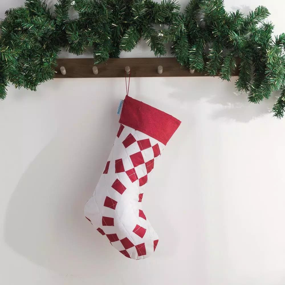 Country Living Holiday Ring 17.5 in. Red Microfiber Reversible Christmas Stocking