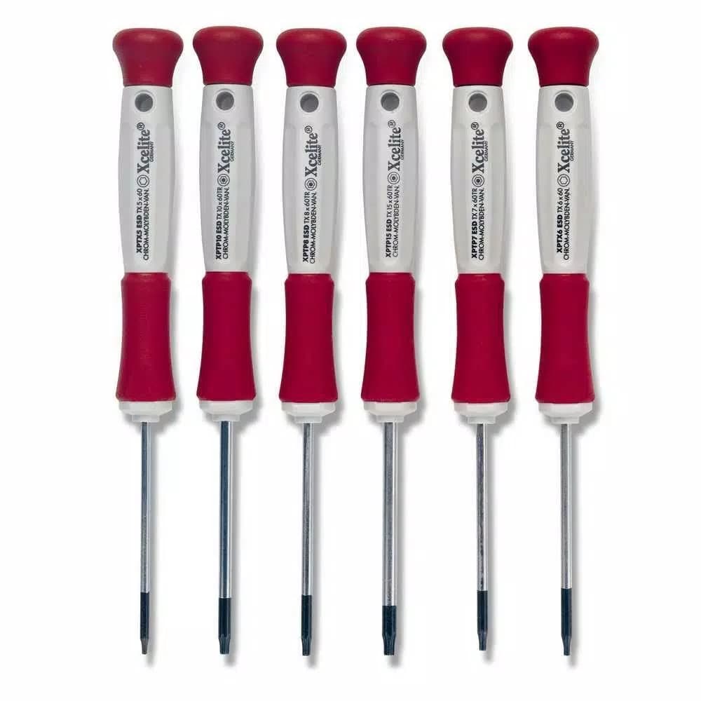 Xcelite 6-Piece Precision Torx Screwdriver Set, ESD Safe, Chrome-Molybdenum Vanadium Steel