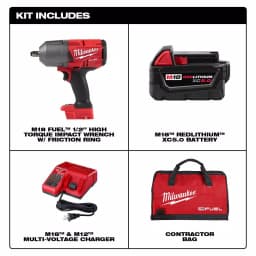 Milwaukee M18 FUEL 1/2 in. High Torque Impact Wrench Kit w/ 5.0 Ah Battery & Bag thumbnail 2