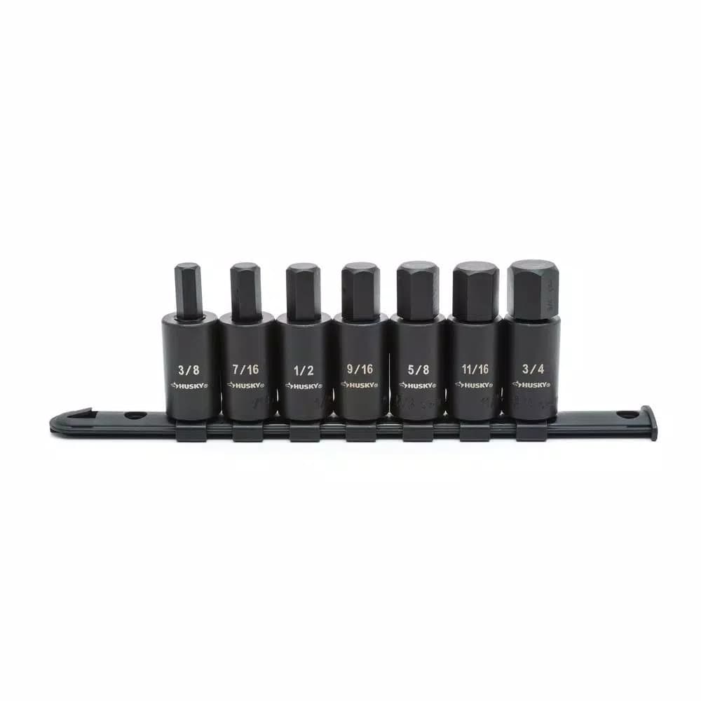 Husky 1/2 in. Drive Hex Bit Impact Socket Set, 14-Piece SAE/Metric