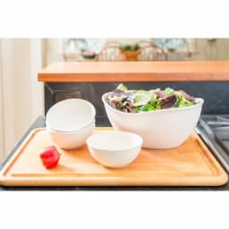 Unbranded EVO Sustainable Goods White Wood-Plastic Composite Serving Bowl Set, 5-Piece thumbnail 2