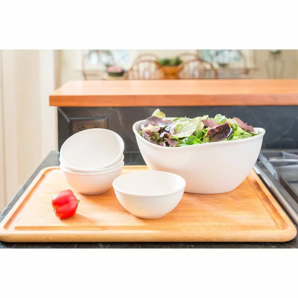 Unbranded EVO Sustainable Goods White Wood-Plastic Composite Serving Bowl Set, 5-Piece
