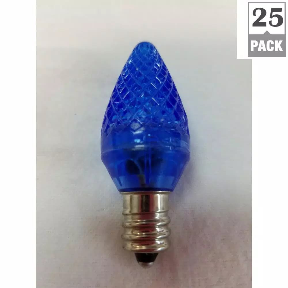 Unbranded C7 Blue LED Light Bulbs, Super Bright Faceted Replacement Lights, 25 Pack