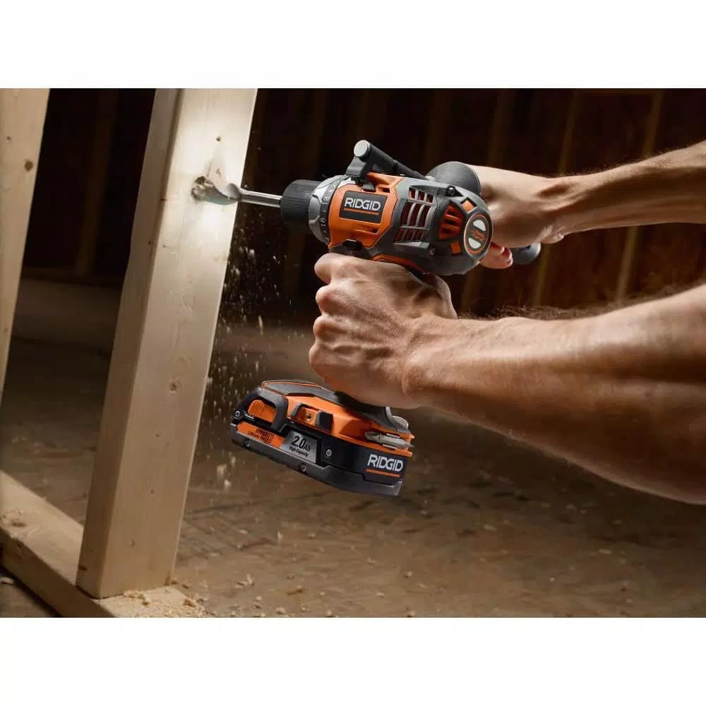 RIDGID 18V Cordless Drill/Driver and Impact Driver Combo Kit with 4 Lithium-Ion Batteries