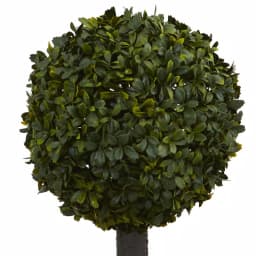 Nearly Natural 27 in. Artificial Boxwood Ball Topiary in Decorative Wood Planter thumbnail 2