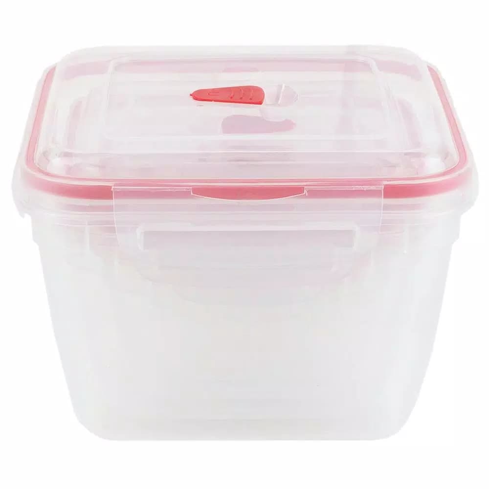 Unbranded 10-Piece Locking Square Plastic Food Storage Container Set with Steam-Vented Lids, Red