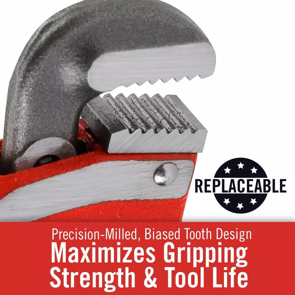 RIDGID 6 in. Heavy-Duty Straight Pipe Wrench, Red