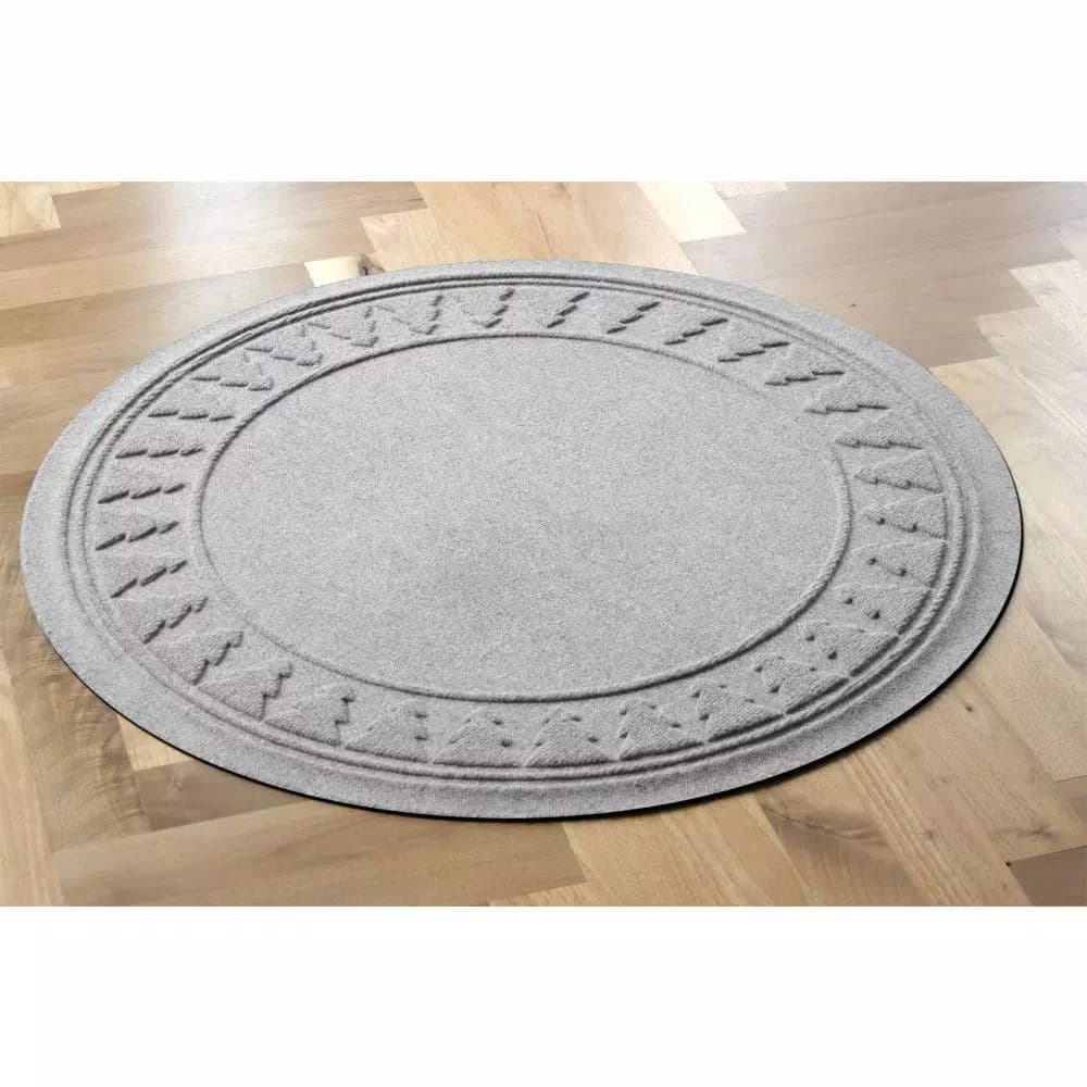 Bungalow Flooring Aqua Shield 35 in. Round Pine Trees Christmas Tree Mat - Medium Gray