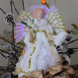 Northlight 14 in. Lighted Fiber Optic Angel Christmas Tree Topper - Cream and Gold thumbnail 2