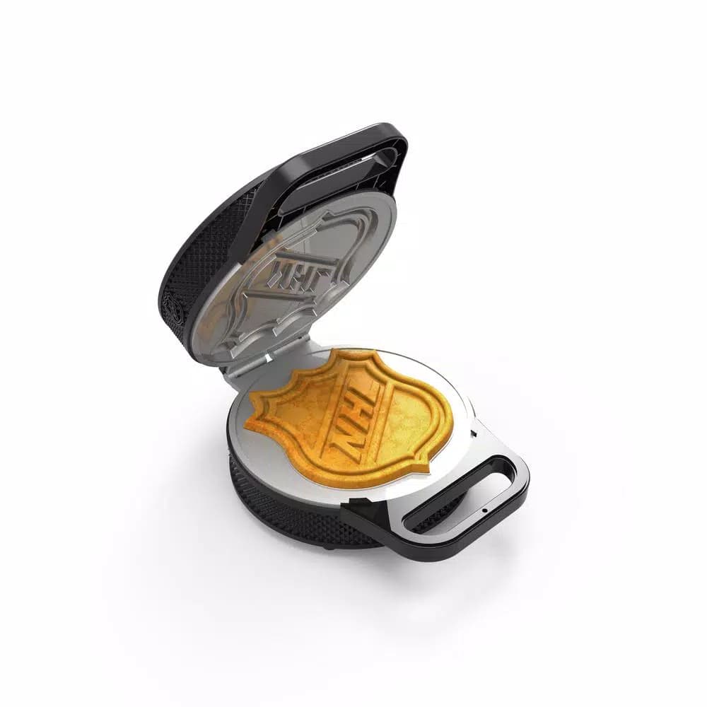 Pangea Brands NHL Hockey Puck Waffle Maker, Black Electric Grille