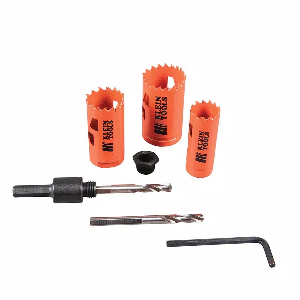 Klein Tools Bi-Metal Electrician's Hole Saw Kit with Arbor and Adapter, 3-Piece Set