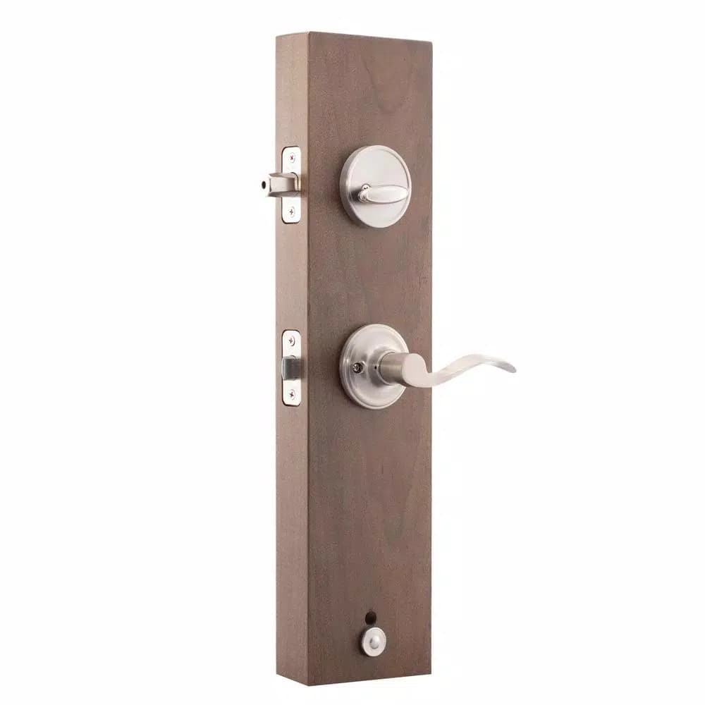 Copper Creek Colonial Satin Stainless Door Handleset with Waverly Lever Trim
