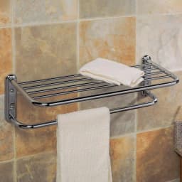 Gatco Hotel Style Chrome Towel Rack with Storage Shelf thumbnail 2