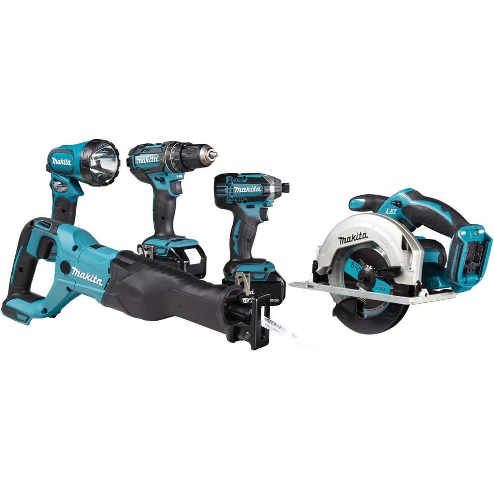 Makita 18V LXT Lithium-Ion 5-Tool Cordless Combo Kit with (2) 3.0 Ah Batteries, Rapid Charger and Tool Bag