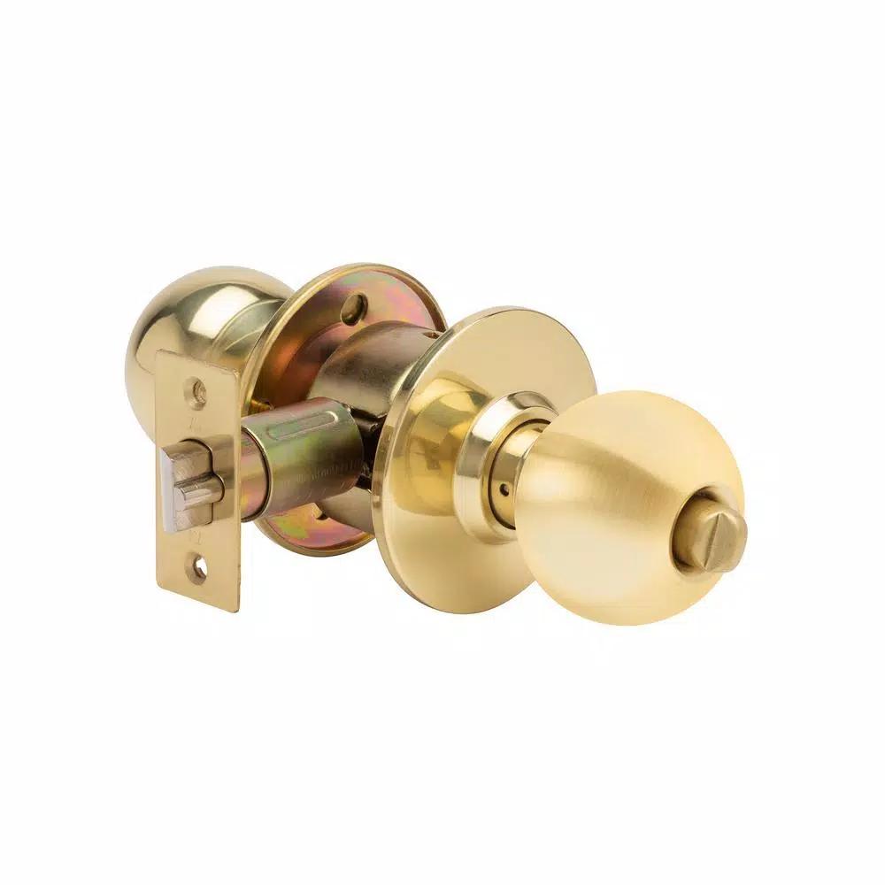 Taco Bright Brass Cylindrical Grade 3 Keyed Entry Door Knob Set, 2.75 in. Backset