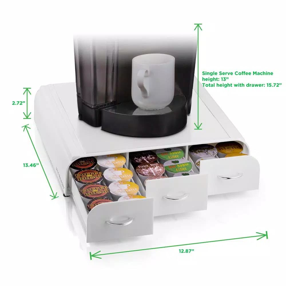 Mind Reader Anchor 36-Capacity White K-Cup Storage Drawer with Heat-Resistant Top