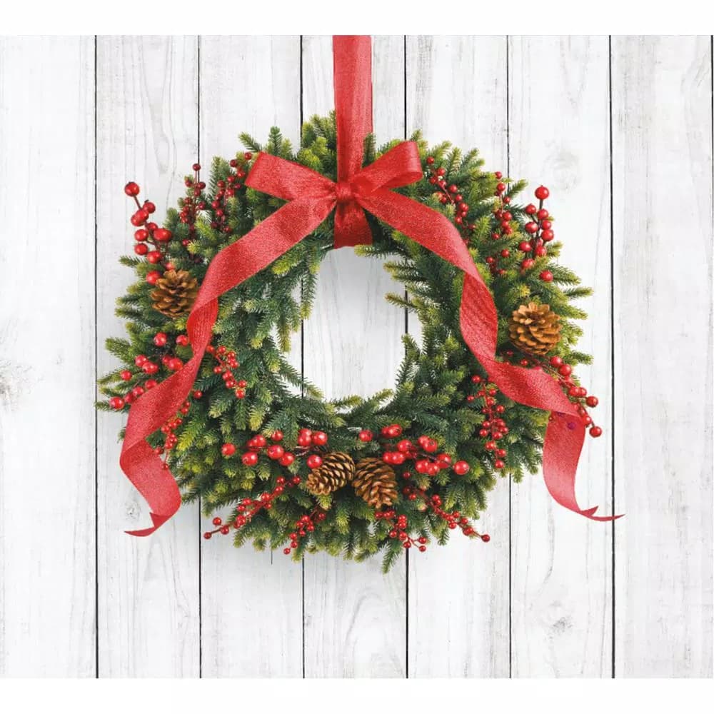 My Door Decor 7 ft. x 8 ft. Christmas Wreath Garage Door Banner Mural