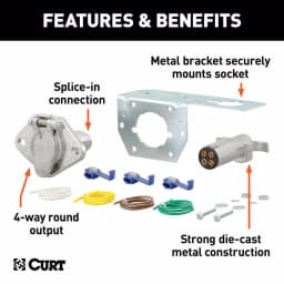 CURT 4-Way Round Trailer Connector Kit with Plug, Socket, and Hardware thumbnail 5