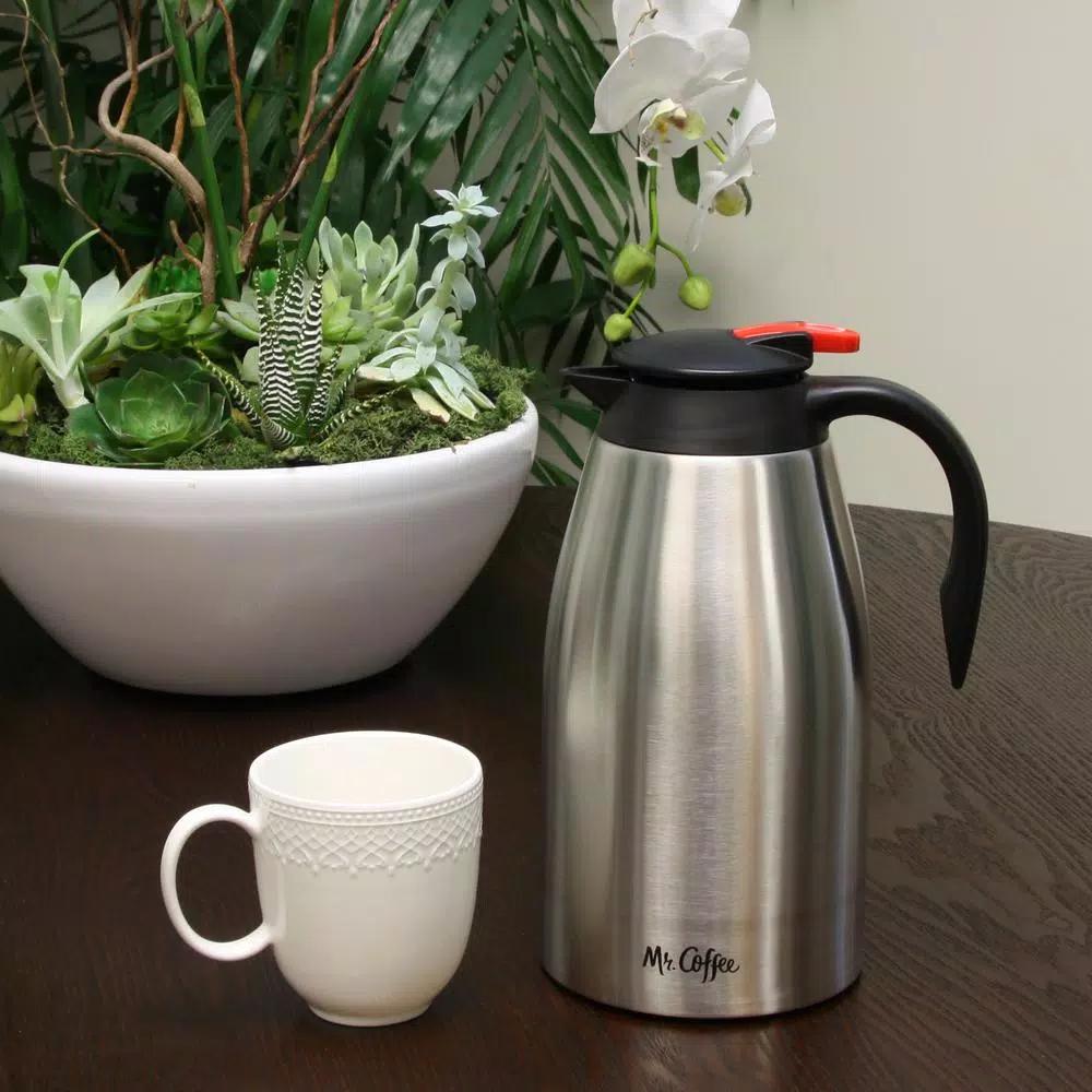 Mr. Coffee Galion 2 Qt. Polished Stainless Steel Coffee Pot with Polypropylene Handle