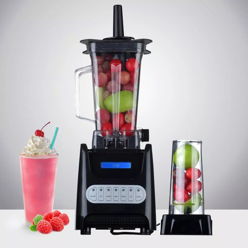 Ovente 1000W Professional Personal Blender with 13.5 oz Travel Mug and Tamper, Black
