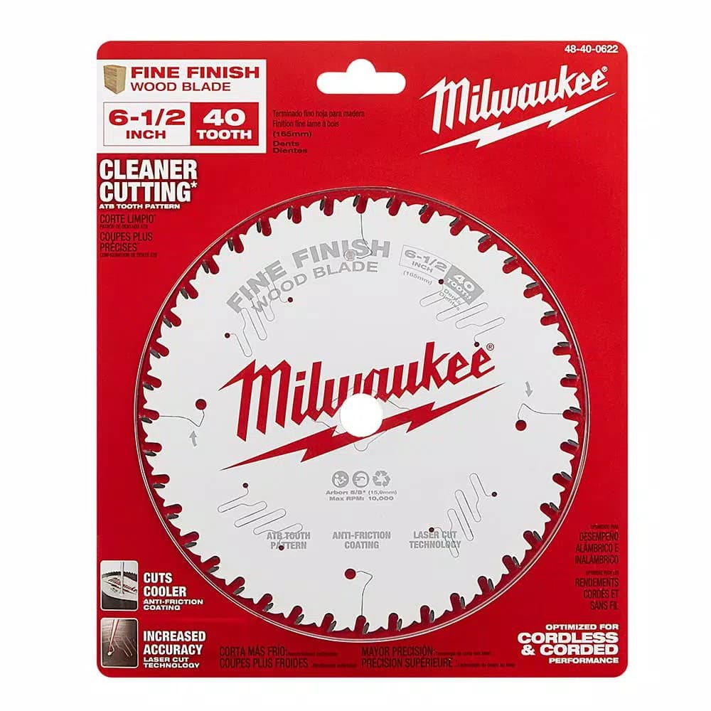Milwaukee 6-1/2 in. 40-Tooth Fine Finish Circular Saw Blade