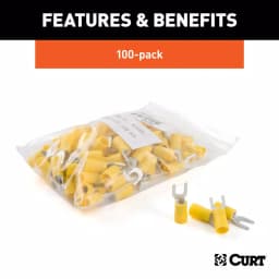 CURT Spade Wire Terminals, 12-10 Gauge, #10 Stud Size, Yellow, 100-Pack thumbnail 4