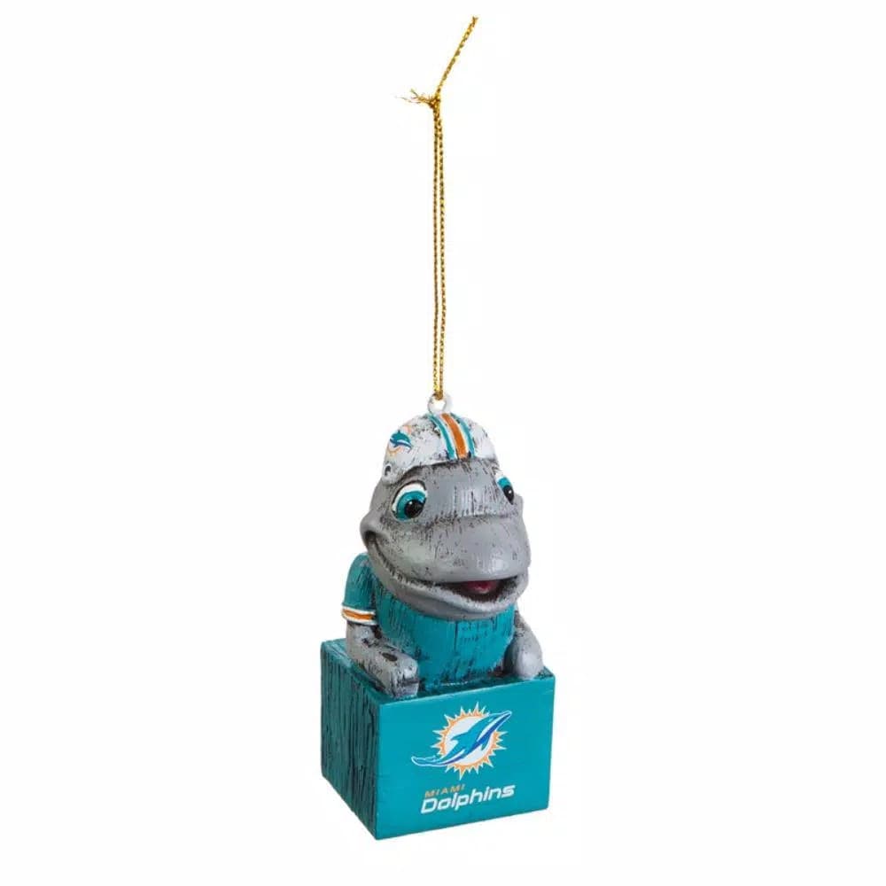 Team Sports America Miami Dolphins NFL Mascot Tiki Totem Christmas Ornament