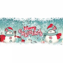 My Door Decor 7 ft. x 16 ft. Snowman Merry Christmas Garage Door Banner, Outdoor Vinyl Holiday Decor thumbnail 1
