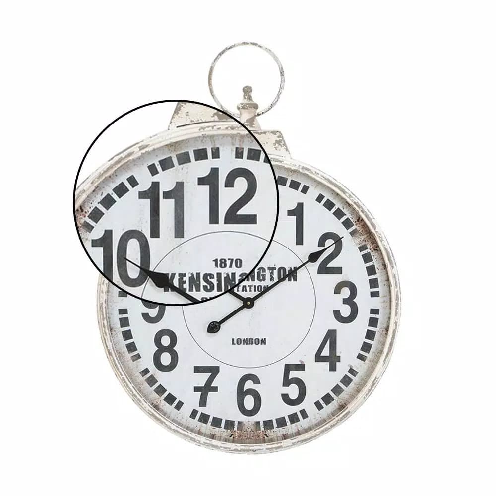 LITTON LANE 32 in. London Inspired Antique Round Wall Clock - Distressed White Metal Farmhouse Decor