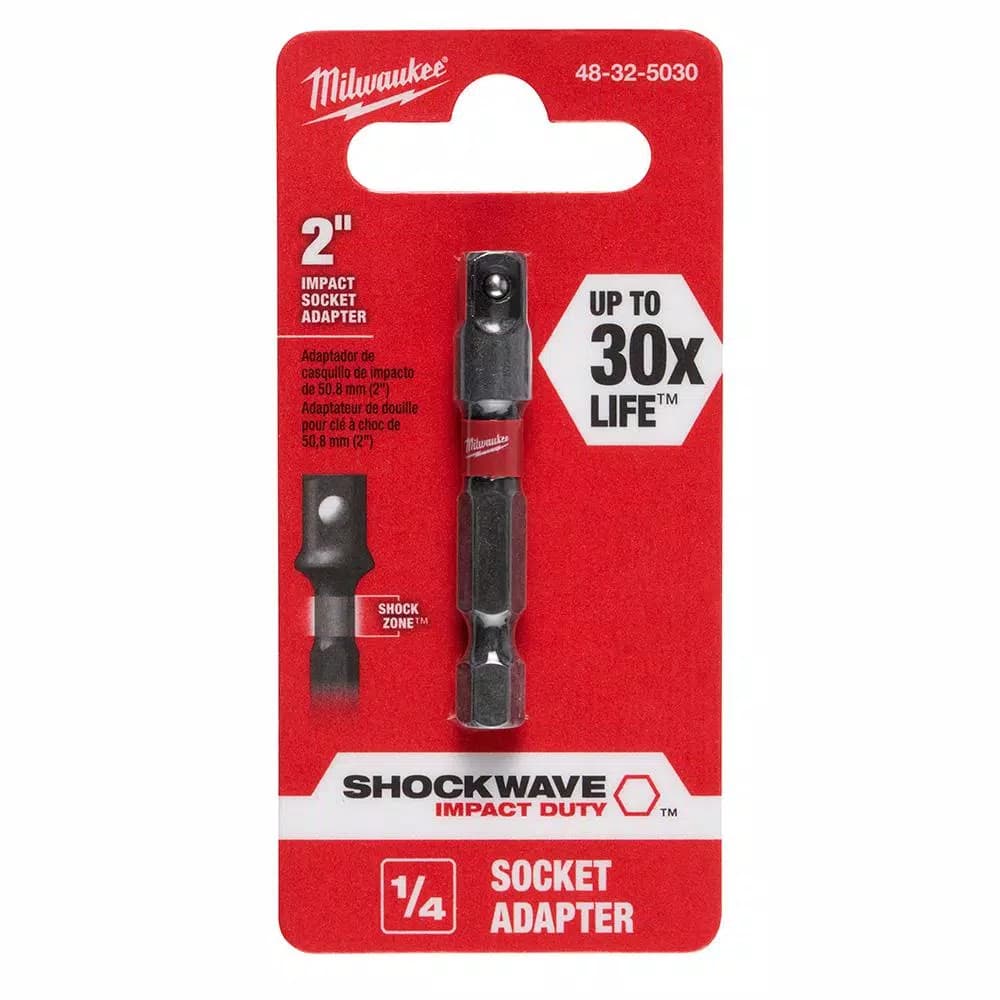 Milwaukee SHOCKWAVE 1/4 in. Impact Duty Socket Adapter, Hex Shank