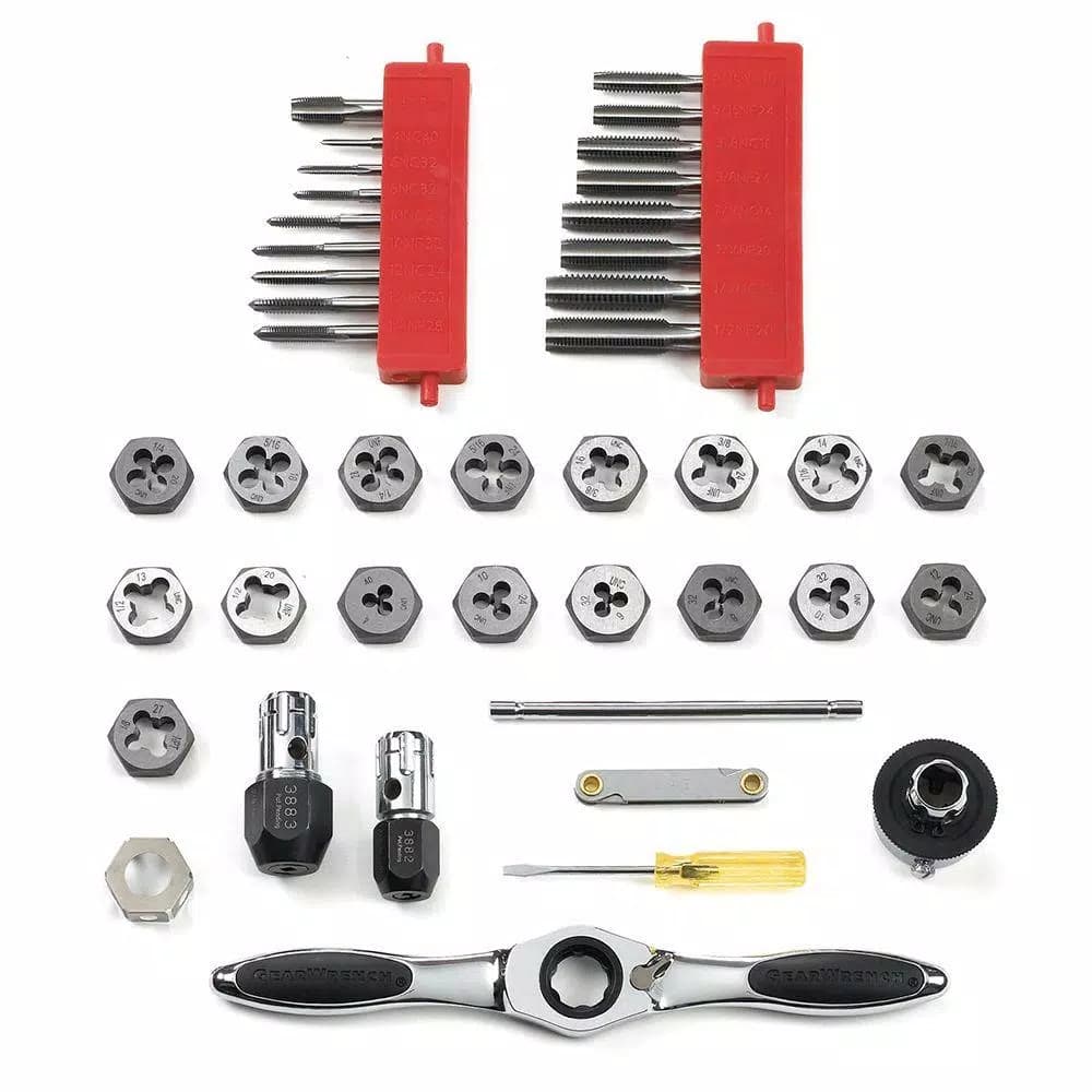 GEARWRENCH SAE Ratcheting Tap and Die Set, 40-Piece with Twist Lock Guide System