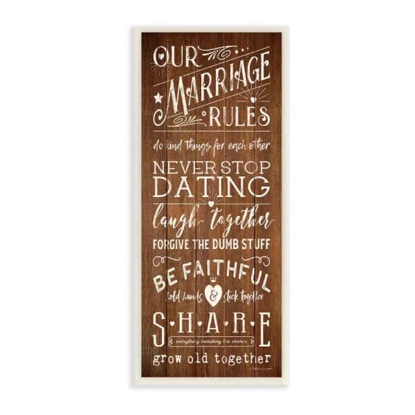 Stupell Industries "Our Marriage Rules" Wood Wall Art - 7 in. x 17 in. Printed Wood Sign