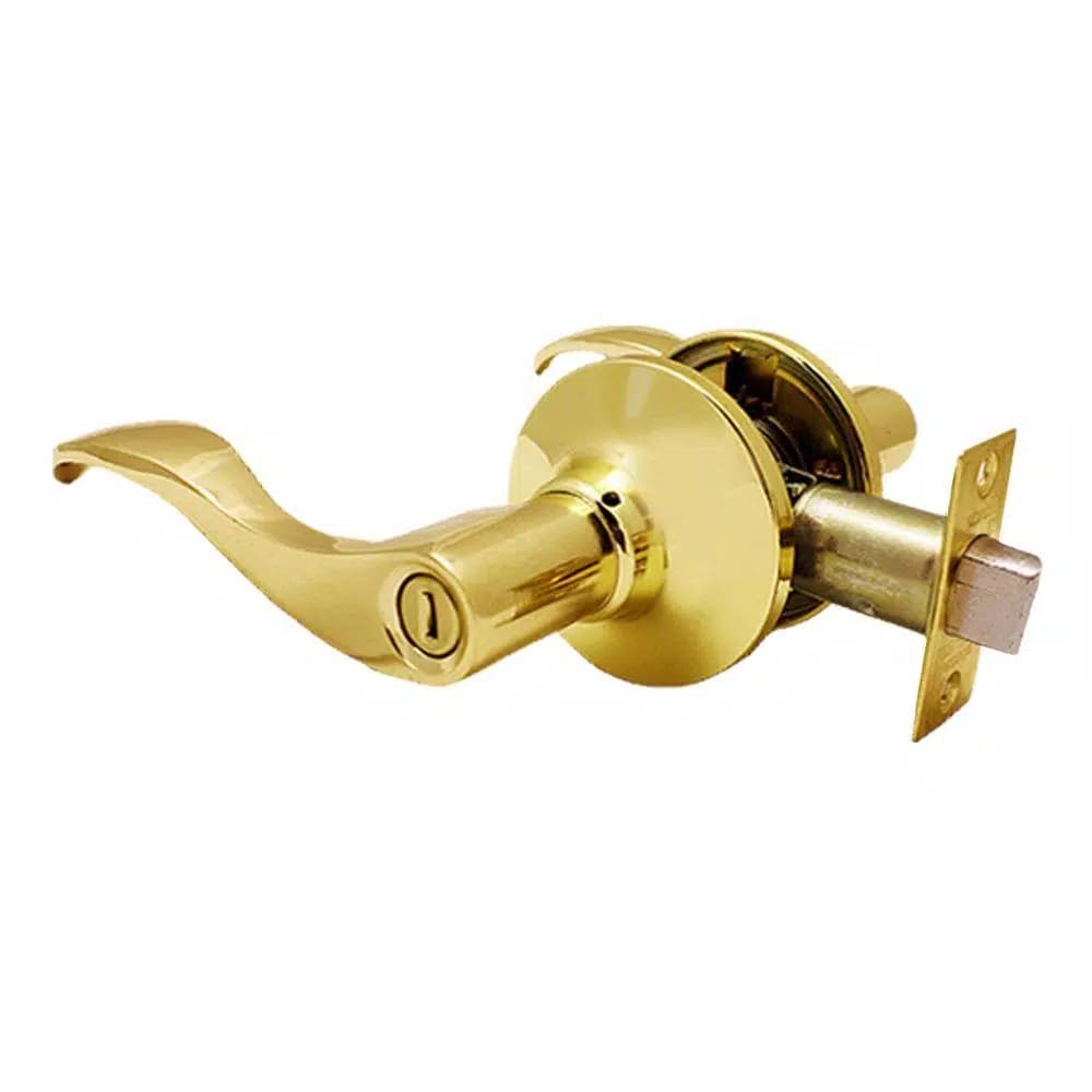 Constructor Polished Brass Prelude Privacy Lever Lock Set, Wave Style