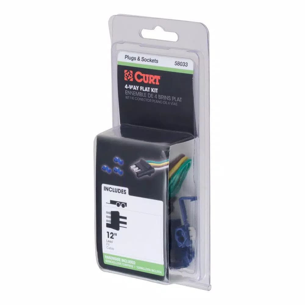 CURT 4-Way Flat Trailer Connector Plug with 12" Wires and Hardware