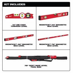 Milwaukee REDSTICK Magnetic Box and Torpedo Level Set with 48 in. Storage Bag thumbnail 2