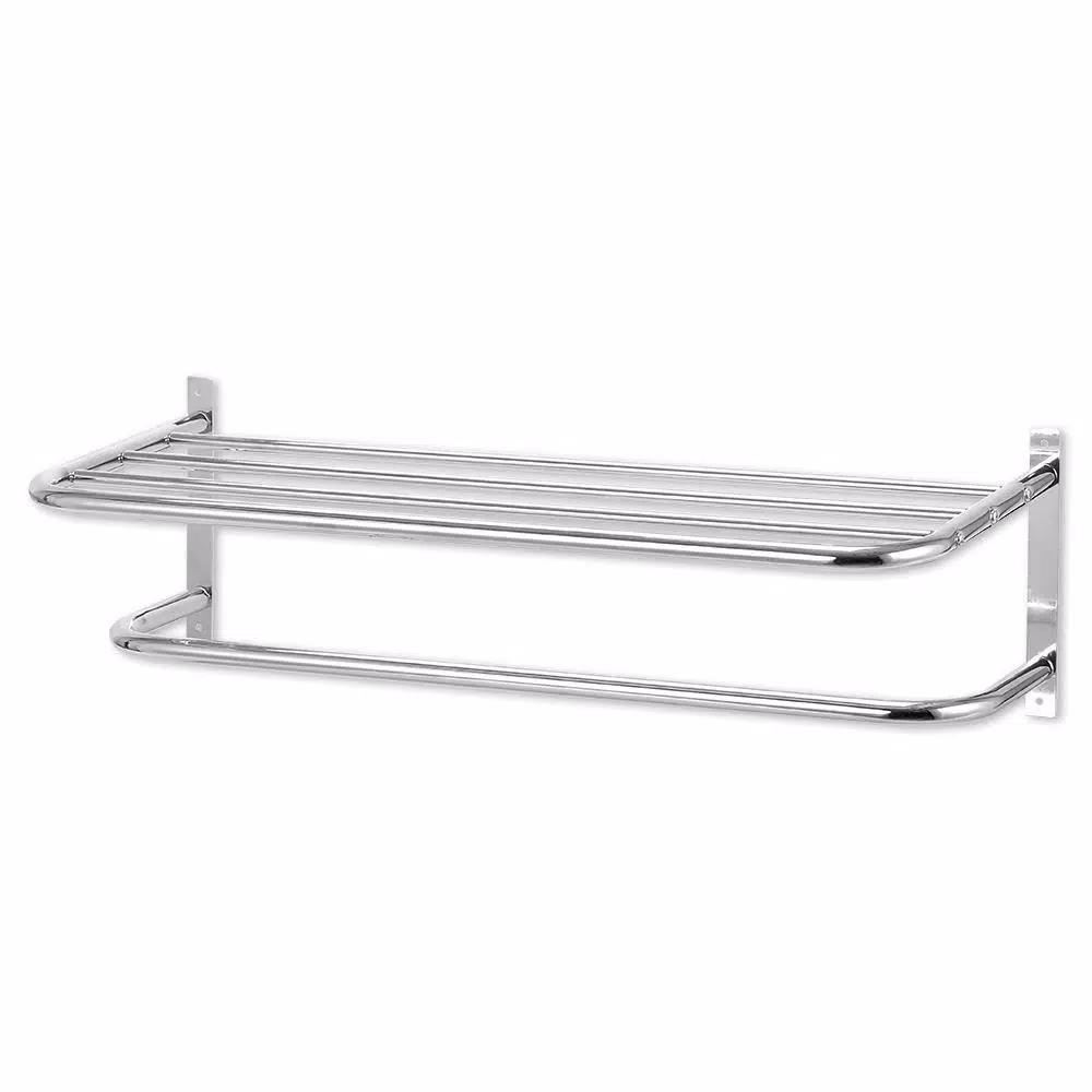 Unbranded Chrome Plated Steel 1-Bar Wall Mount Towel Rack and Bathroom Shelf