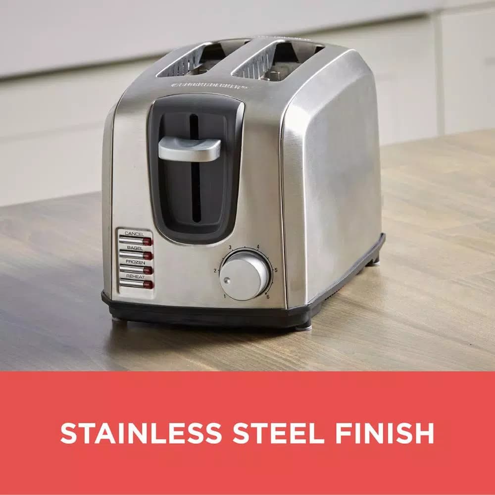 Black+Decker 2-Slice Stainless Steel Pop-Up Toaster with Browning Control
