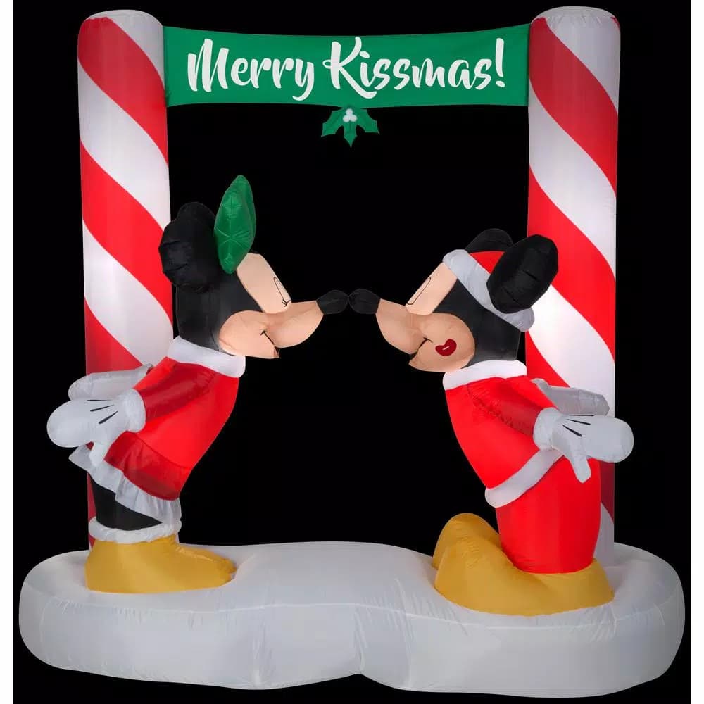Airblown Disney Mickey and Minnie Kissing Under Mistletoe 5.5 ft. Inflatable Christmas Decoration