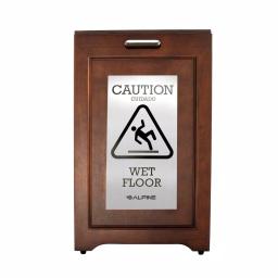 Alpine Industries 24 in. 2-Sided Bilingual Wet Floor Sign, Stainless Steel Plated Wood thumbnail 3