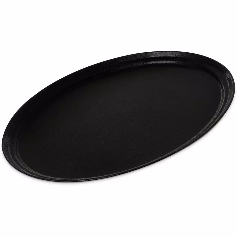 Carlisle Griptite2 24 x 19 in. Black Fiberglass and Steel Oval Serving Trays, 6-Pack
