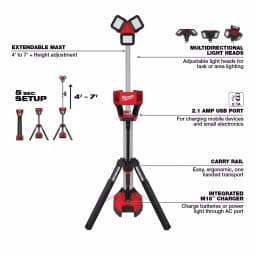 Milwaukee M18 ROCKET Dual Power Tower Light 6,000 Lumens with Charger (Tool-Only) thumbnail 2