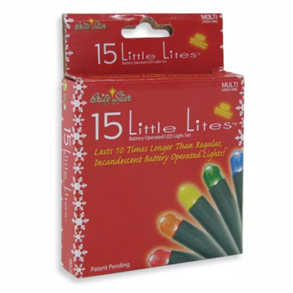 Brite Star Battery Operated 15-Light Multi-Colored LED Micro Mini String Lights (Set of 2)