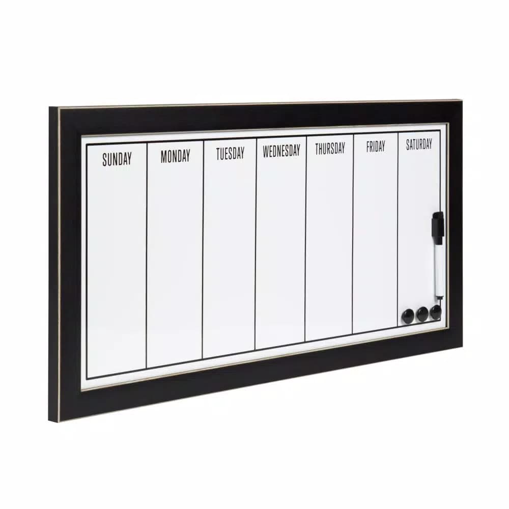 DesignOvation Wyeth Magnetic Dry Erase Weekly Calendar Memo Board with Frame