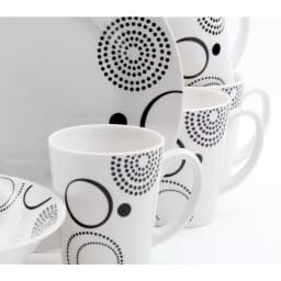 Gibson Home Modern Times 12-Piece Ceramic Dinnerware Set, Black Geometric Design on White, Service for 4 thumbnail 3