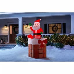 Airblown Gemmy Airblown 4.99 ft. Animated Inflatable Santa Climbing from Chimney with LED Lights thumbnail 2