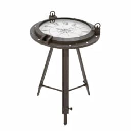LITTON LANE 24 in. Iron Compass and Porthole Analog Clock Table, Nautical Industrial Decor thumbnail 2